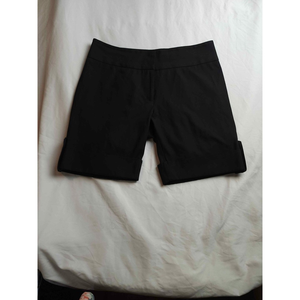 Karen Kane Black Cuffed Bermuda Shorts Womens Size 10 Cotton Stretch
